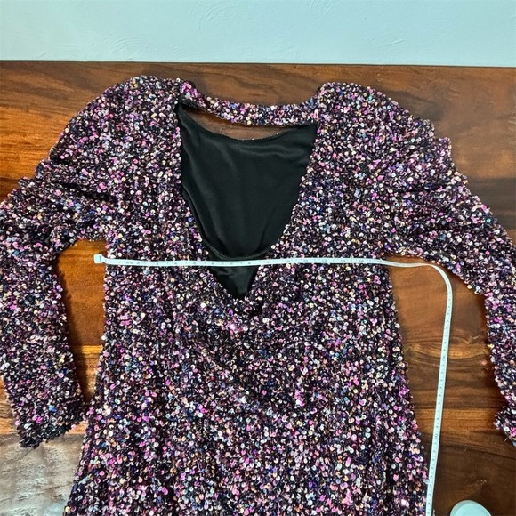 Parker Women's Sequin Dress Size 12 Multicolor Long Sleeve Party Short - Picture 6 of 11